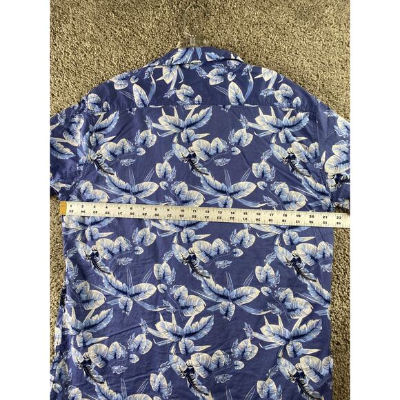 Selected Homme Shirt Mens Large 16.5 Blue White Hawaiian Casual Button Up - Picture 10 of 12